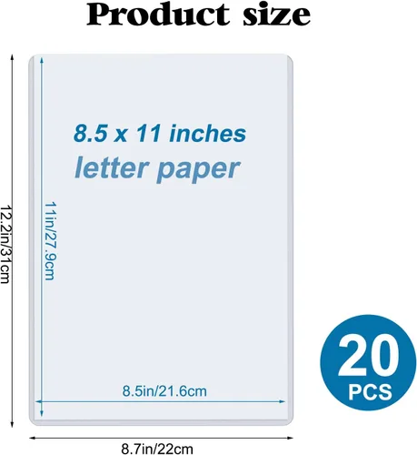 Miniatura 2 de Protectores de hojas de plástico rígido de 8.5" x 11", protectores de menú de impresión rígida, protectores impermeables transparentes para 8.5 x 11