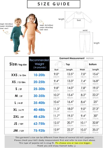 Miniatura 6 de VAENAIT BABY - Pijama unisex para niños y niñas de 6 meses a 12 años, pijama suave y cómoda de modal Tencel, ropa de dormir fruncida, conjunto de 24