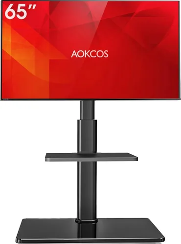 AOKCOS Soporte de TV de suelo con giro de 60 grados, soporte de suelo para televisores de 32 a 65 pulgadas de hasta 88 libras con inclinación,