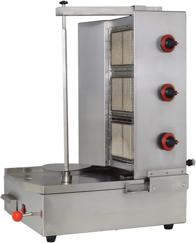 Miniatura 3 de Shawarma Propano Gyro Machine Gas Kebab Doner Asador Vertical Automático con 3 Quemadores