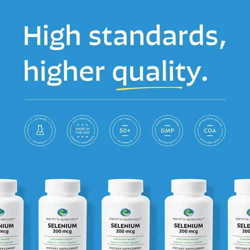 Miniatura 6 de Earth's Splendor Suplemento de selenio de 200 mcg para hombres y mujeres, apoya la salud antioxidante y el sistema inmunológico