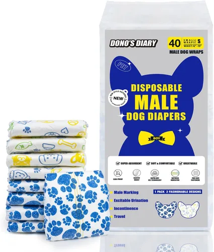Miniatura 8 de Dono Pañales desechables para perros machos, 20 unidades, indicador de humedad a prueba de fugas, con tecnología de gel de secado rápido