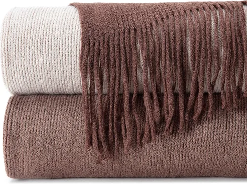 Miniatura 5 de Chanasya Manta acrílica súper suave con borlas en degradado gradual de alta calidad, cálida, acogedora, ligera y esponjosa para cama, sofá, silla