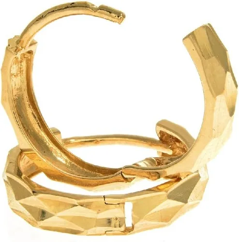 Miniatura 2 de Ritastephens - Pendientes de aro de oro sólido de 14 quilates, talla diamante, 0.079 x 0.472in, color amarillo o blanco