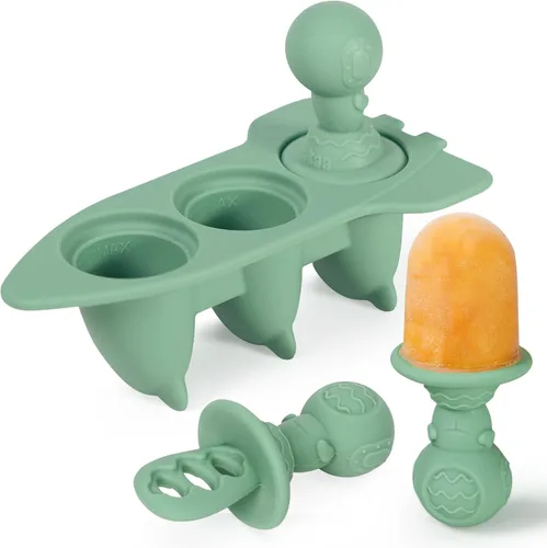 Haakaa Astronaut - Juego de moldes para paletas de hielo – Mini moldes de silicona para paletas de leche materna con palos, diseño antiasfixia,