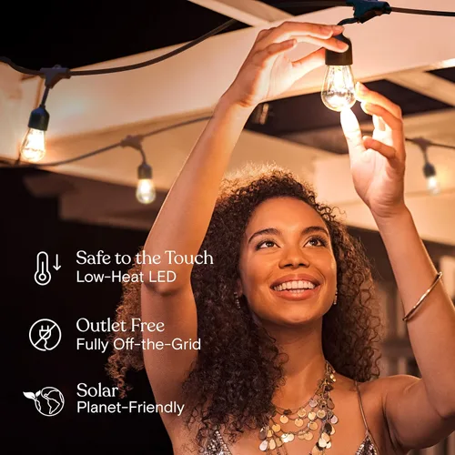 Miniatura 6 de Brightech Ambience Pro - Cadena de luces solares de 27 pies para exteriores, luces de patio impermeables de grado comercial con bombillas Edison