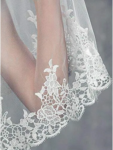 Miniatura 4 de Aukmla Velos de novia de novia blanco hermoso velo largo con encaje y peine de metal en la longitud de la catedral del borde