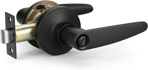 Miniatura 47 de KNOBWELL Juego de 10 manijas de puerta color negro mate, juego de manijas de puerta para privacidad para cama y baño, reversible para lado derecho