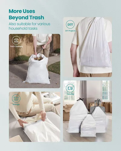 Miniatura 3 de SONGMICS Bolsas de basura para botes de basura de 2.6 galones (10 litros), bolsas de basura con cordón para cocina, preseparadas, caja
