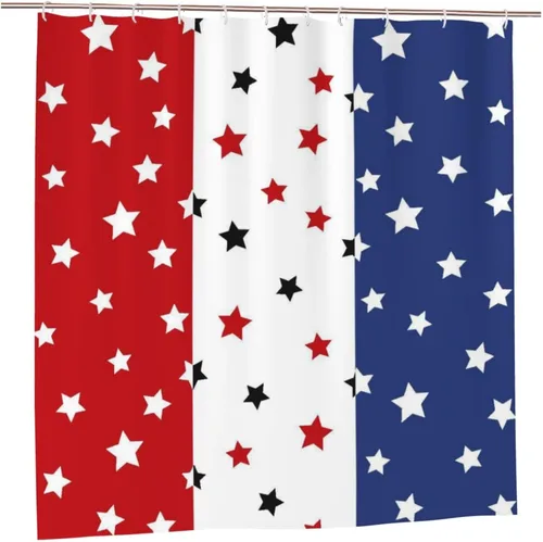 Miniatura 8 de Cortina de ducha patriótica de Estados Unidos para baño, cortina de baño de secado rápido con estrellas rojas y azules del 4 de julio, bañeras