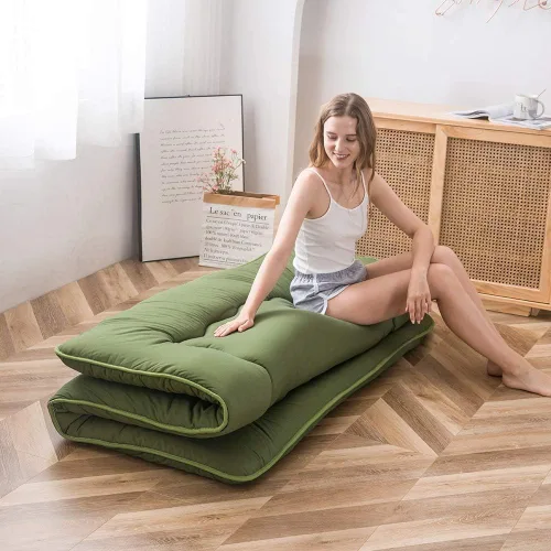 Miniatura 4 de MAXYOYO Colchón de piso japonés tipo futón, colchón de tatami acolchado, colchoneta para dormir enrollable, tumbona para el suelo, cama de sofá Verde