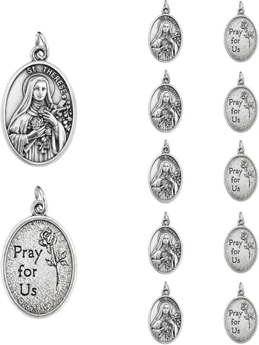 Miniatura 9 de Rlcvecv 10 piezas de medalla de San Carlo Acutis con juego de tarjetas sagradas, colgante de metal de San Carlos Acutis para collar, pulsera