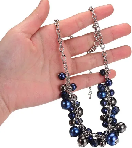 Miniatura 3 de Collares con colgante de cadena corta para mujer, joyería de moda de plata con perlas y cuentas de cristal, regalos de cumpleaños para mujer