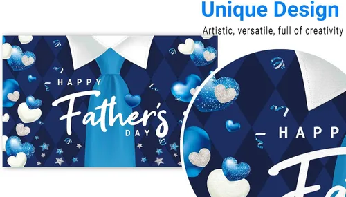 Miniatura 3 de Funnytree Telón de fondo de fiesta del día del padre feliz con texto en inglés "I Love Dad", fondo de corazón azul y blanco, decoración de festival