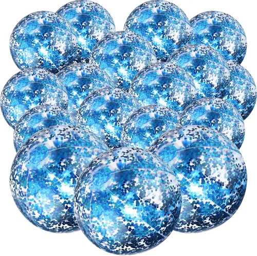 Chivao 18 bolas de playa de lentejuelas de 24 pulgadas y 16 pulgadas transparentes inflables con purpurina para verano, pelotas de piscina, boda,