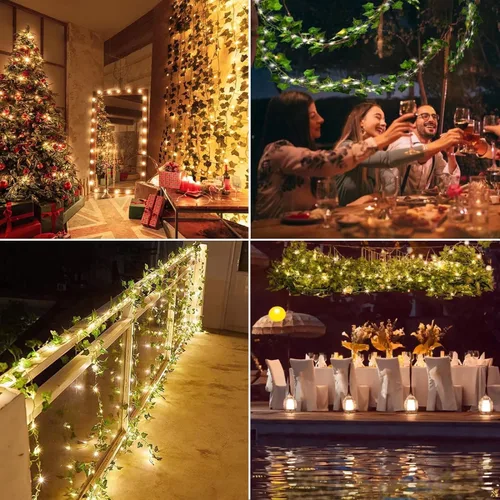 Miniatura 6 de Comtelek Guirnalda de hiedra artificial para decoración de habitación, guirnalda de hiedra artificial con 100 luces LED, plantas colgantes, hojas