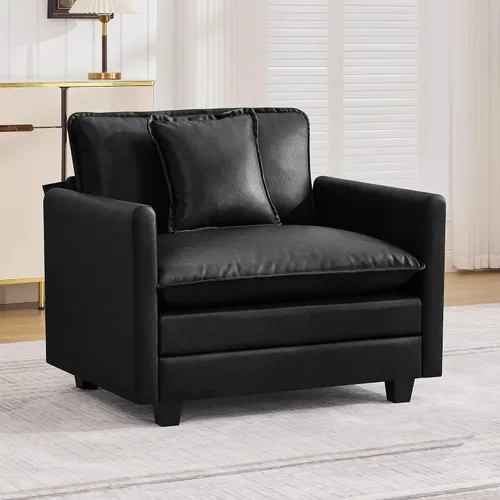 Miniatura 13 de Otomán de Sofá Moderno de Chenille Nube de 35'', Otomán Rectangular para Sofá Seccional Modular, Beige