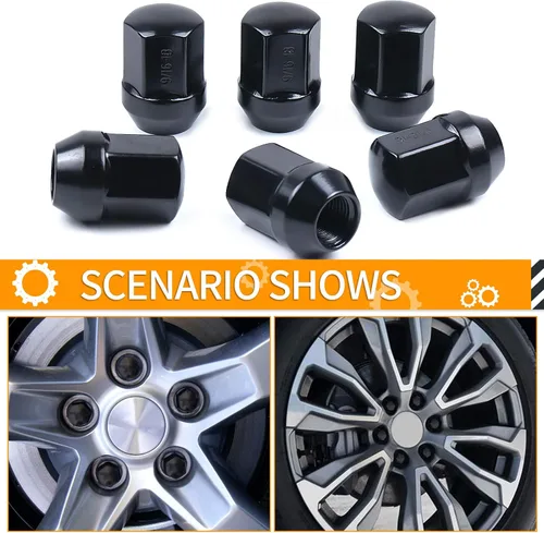 Miniatura 6 de MIKKUPPA 20 tuercas de llanta OEM 9/16-18, repuesto para Dodge Dakota 2006-2010, Durango 2004-2009, ruedas Ram 1500 Factory 2002-2010, asiento negro