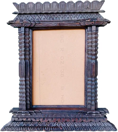 Marco de fotos de madera maciza de 12 x 11 pulgadas de Nepal, antiguo arquitectónico, decoración de la casa, marco de fotos vintage, obra de madera