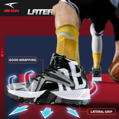 Miniatura 3 de ASHION Zapatos de baloncesto unisex para niños y niñas, tenis de caña alta, transpirables, con amortiguación al aire libre, zapatos deportivos