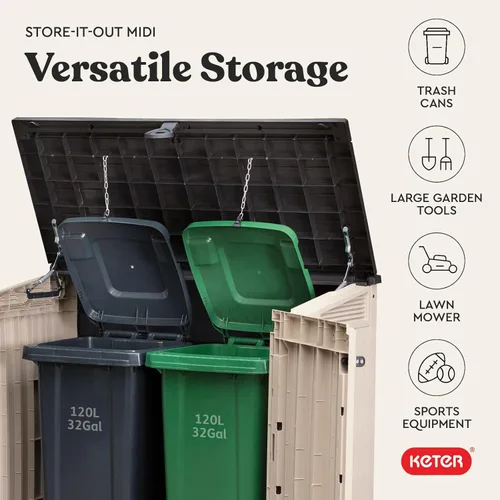 Miniatura 7 de Keter Store-It-Out MIDI - Cobertizo de almacenamiento de resina para exteriores, gabinete horizontal resistente a la intemperie para botes