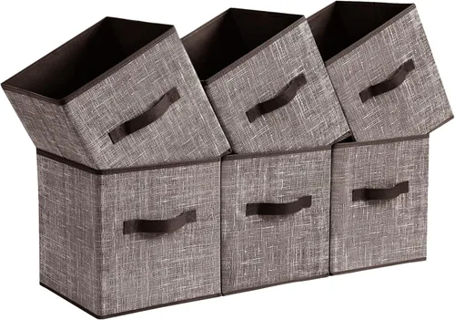 Miniatura 13 de SONGMICS - Cubos de almacenamiento de 11 pulgadas, contenedores de tela no tejida con asas dobles, juego de 6, organizadores de armario