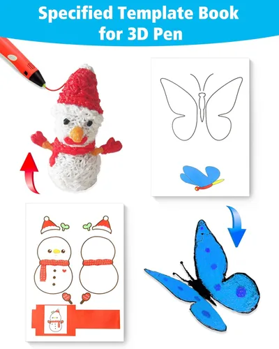 Miniatura 4 de Libro de dibujo de impresión en bolígrafo 3D, plantillas de papel grueso de 40 patrones reutilizables de colores con dos placas transparentes