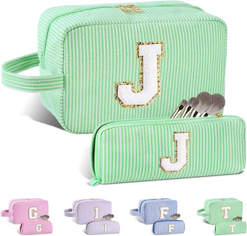 Miniatura 66 de Regalos personalizados para mujeres, bolsa de maquillaje con inicial, bolsa de maquillaje de viaje, bolsa de cosméticos, bolsa de artículos
