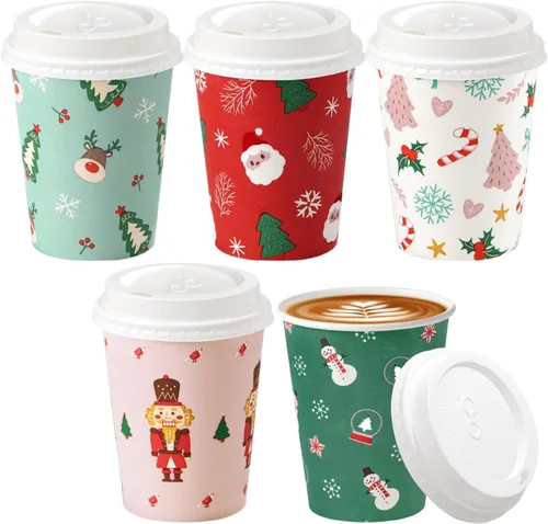 Miniatura 16 de Fit Meal Prep Paquete de 100 tazas de café desechables de 10 onzas con tapas, vasos de papel de primera calidad, tazas de café caliente a prueba