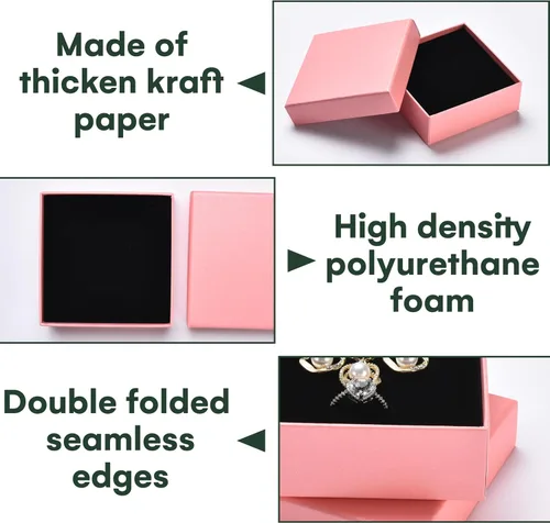 Miniatura 5 de Dawhud Direct Pequeñas cajas de regalo de joyería Caja de embalaje de joyería de cartón para aretes, collar, pulsera y anillo de boda Pequeña