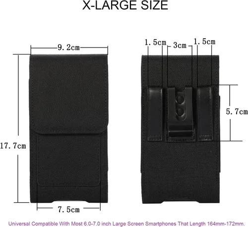 Miniatura 4 de Funda de nailon extra grande para teléfono celular con clip para cinturón para Samsung Galaxy S21 Ultra S22 Ultra S23 Ultra A05 A14 A04e A23 A13