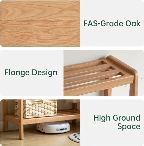 Miniatura 2 de Perchero de madera maciza, perchero con estantes para dormitorio, sala de estar, entrada, 16 x 20 x 63 pulgadas, madera de roble, natural