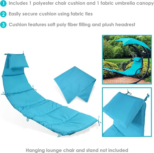 Miniatura 2 de Sunnydaze Reemplazo de cojín de silla colgante y tela flotante para paraguas solamente - Reemplazo de cojín de silla colgante curvada - Verde
