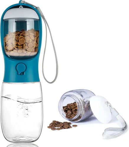 Miniatura 27 de Botella de agua para perros con recipiente para alimentos, dispensador de agua portátil a prueba de fugas para mascotas, para caminar, senderismo