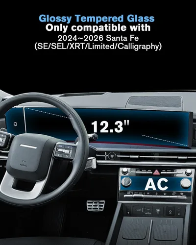 Miniatura 2 de Para 6 piezas de vidrio templado brillante integrado 2024 2025 2026 Hyundai Santa Fe pantalla táctil de 12.3 pulgadas y protector de pantalla