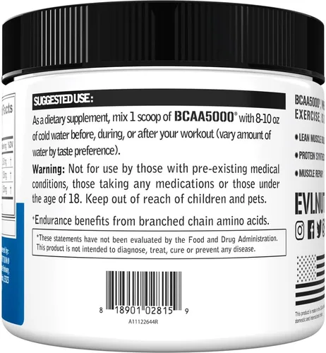 Miniatura 3 de Evlution EVL BCAAs - Polvo de aminoácidos BCAA en polvo, bebida de recuperación después del entrenamiento y energía sin estimulación para antes
