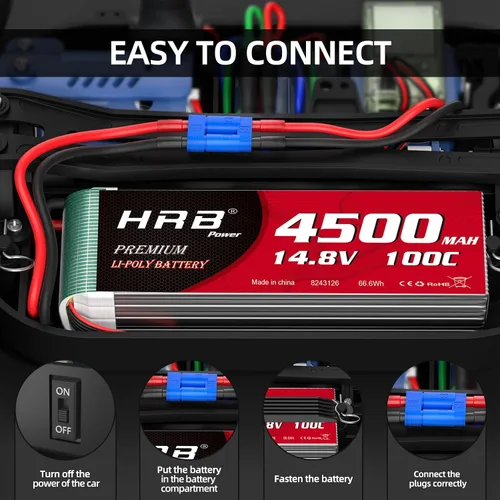 Miniatura 6 de HRB 4S 4500mAh Lipo Batería EC5 100C 14.8V RC Lipo Batería Compatible con RC Car RC Plane RC Truck RC Boat (2 piezas)