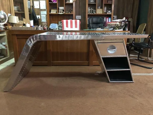 Miniatura 9 de Nautical-Mart Escritorio de ala de aviador Mesa de aluminio Muebles de aviador (izquierdo, 60 pulgadas)