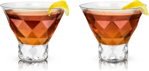 Viski Raye Gem Crystal Martini - Juego de 2 vasos sin tallo para Martini, Margarita y cócteles, juego de regalo de cristalería, 7.5 onzas