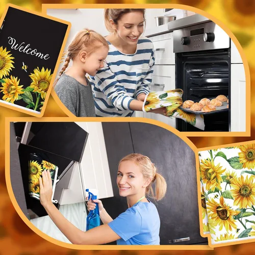 Miniatura 2 de Geyoga 6 Piezas Toallas de Cocina de Girasol Toallas de Platos Absorbentes Paños de Té Decorativos para Cocina de Verano Baño Decoración del Hogar