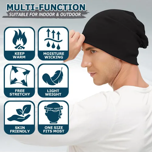 Miniatura 5 de EINSKEY Gorro ligero holgado para hombres y mujeres, gorro de algodón fino de gran tamaño, gorro de quimioterapia, gorro para dormir nocturno