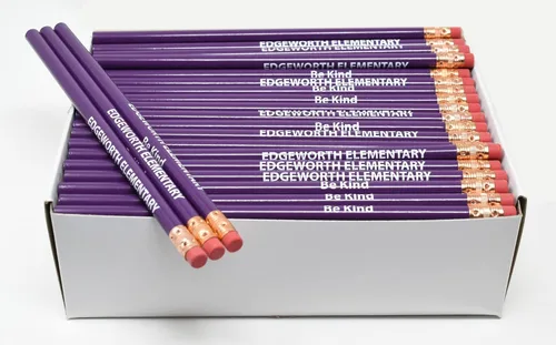 Miniatura 11 de Pencil Guy Lápices redondos negros mate impresos personalizados, 500 por caja, color negro mate