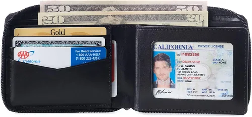 Miniatura 8 de Alpine Swiss Logan - Cartera plegable con cremallera para hombres o mujeres, caja fuerte RFID, viene en una caja de regalo