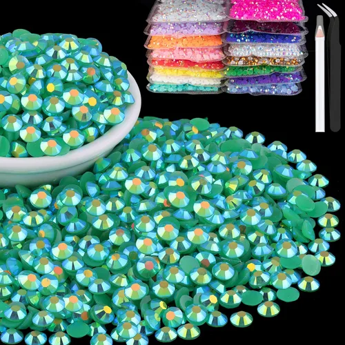 Miniatura 31 de 15000 diamantes de imitación de resina de 0.079 pulgadas a granel, diamantes de imitación de gelatina redondos negros con parte trasera plana, gemas