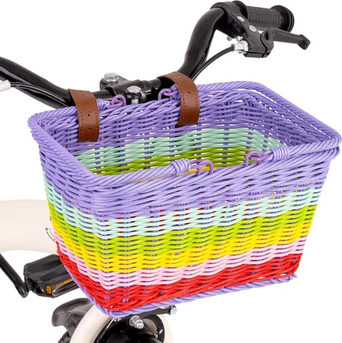 Miniatura 9 de Cesta de bicicleta para niños, canasta delantera para bicicleta para niños, pequeña cesta de mimbre para niños y niñas, cesta pequeña de mimbre