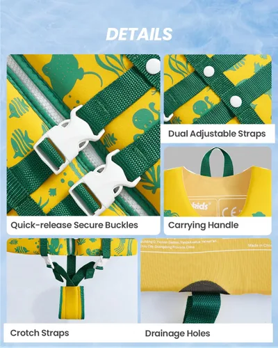 Miniatura 4 de Gogokids Chaleco de natación para niños, flotadores para bebés – Chaleco de flotabilidad para niños y niñas para piscina y playa, para niños de 2 a