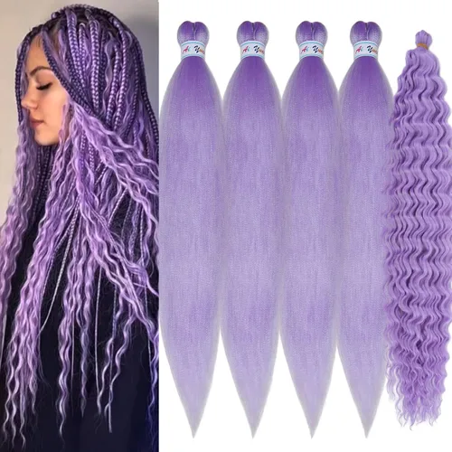 Miniatura 36 de Cabello para trenzar rizado ondulado negro 1B preestirado de onda oceánica profunda de ganchillo bohemio para trenzar de 16 pulgadas, 2 paquetes