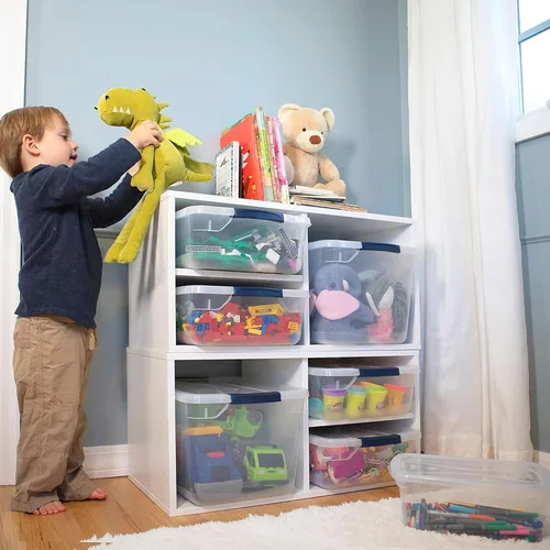 Miniatura 5 de Rubbermaid Cleverstore Clear Dorm Variety 16-Pack, Hecho en EE. UU., Contenedores de almacenamiento grandes transparentes apilables con tapas