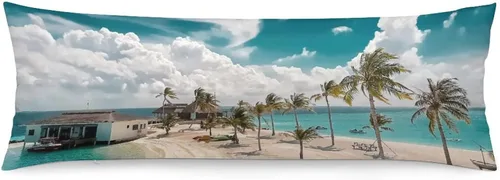 Miniatura 35 de Protector de almohada de playa con palmeras tropicales de 16 x 14 pulgadas, palmeras de playa, paisaje marino costero, decorativo, rectangular