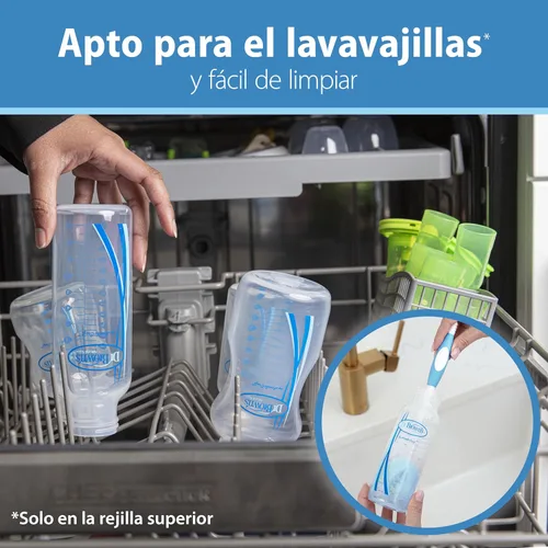 Miniatura 15 de Dr. Brown's Natural Flow Anti-Colic Options+ Biberón de cuello estrecho, Azul Natural, 8 onzas/250 mL, con tetinas de flujo lento Nivel 1, 0m+